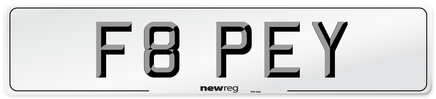 F8 PEY Number Plate from New Reg